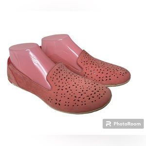 Merrell Select Grip Womens Coral leather slip on flats shoes size 7.5